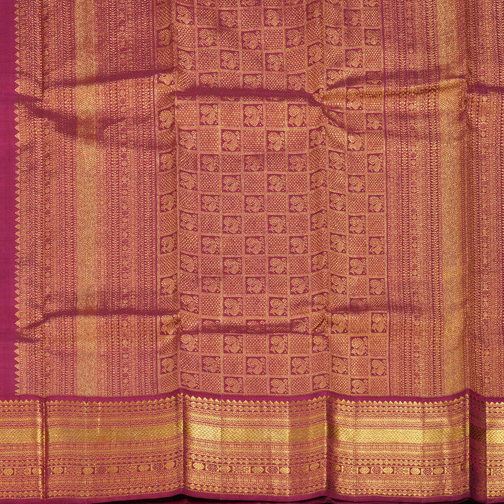 Hayagrivas Handloom Brown Kanjivaram Silk Saree with Dark Pink Border KSBE42J7-7