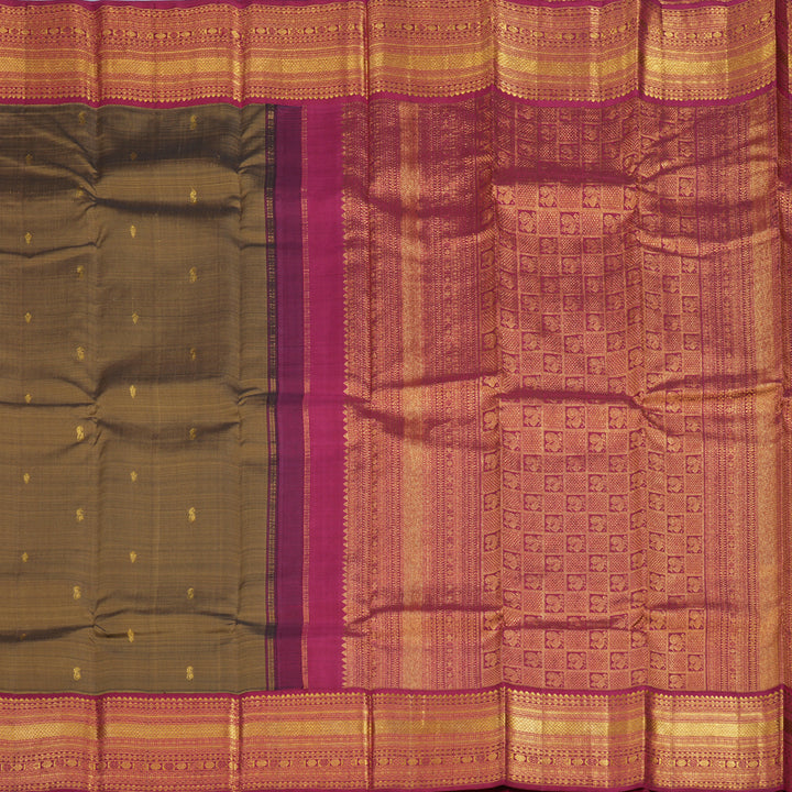 Hayagrivas Handloom Brown Kanjivaram Silk Saree with Dark Pink Border KSBE42J7-7