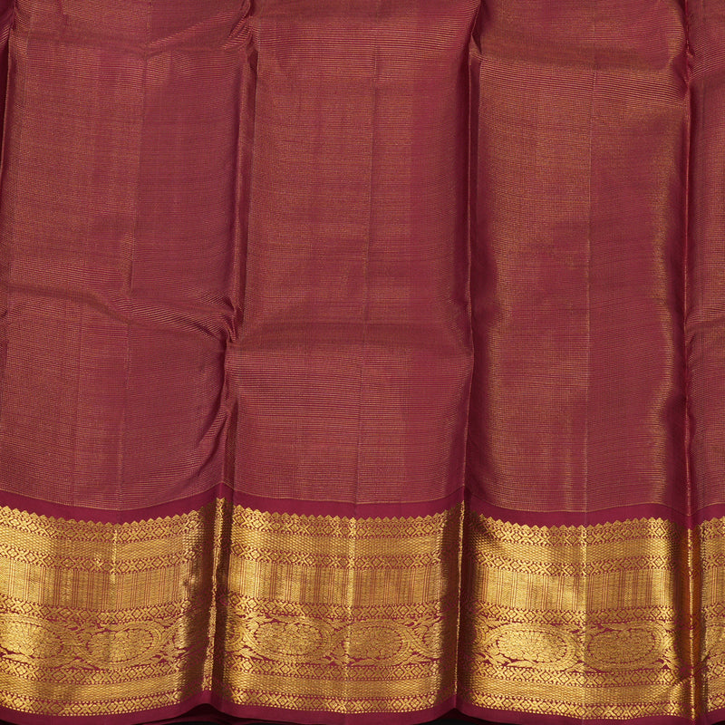 Hayagrivas Handloom Peacock Blue Kanjivaram Silk Saree with Maroon Border KSBE42J8-1