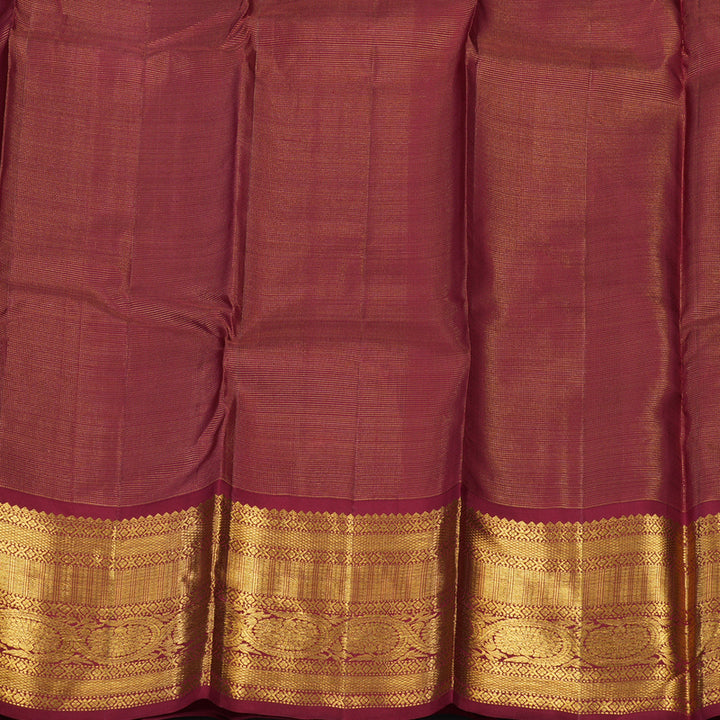 Hayagrivas Handloom Peacock Blue Kanjivaram Silk Saree with Maroon Border KSBE42J8-1
