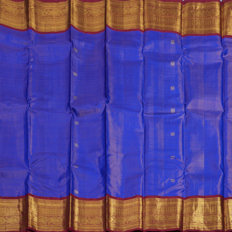 Hayagrivas Handloom MS Blue Kanjivaram Silk Saree with Maroon Border KSBE42J8-4