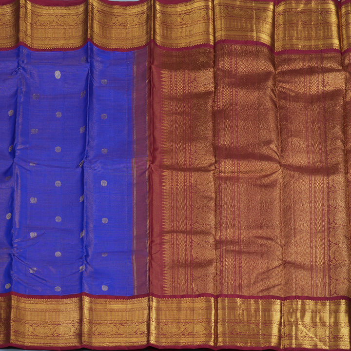Hayagrivas Handloom MS Blue Kanjivaram Silk Saree with Maroon Border KSBE42J8-4