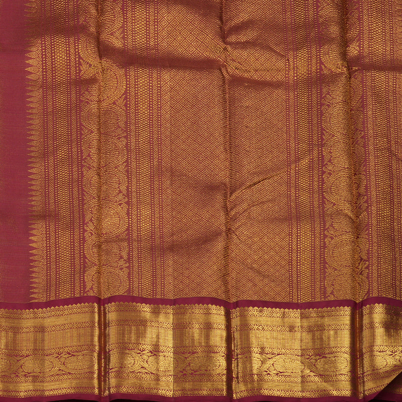 Hayagrivas Handloom Yellow Kanjivaram Silk Saree with Maroon Border KSBE42J8-5