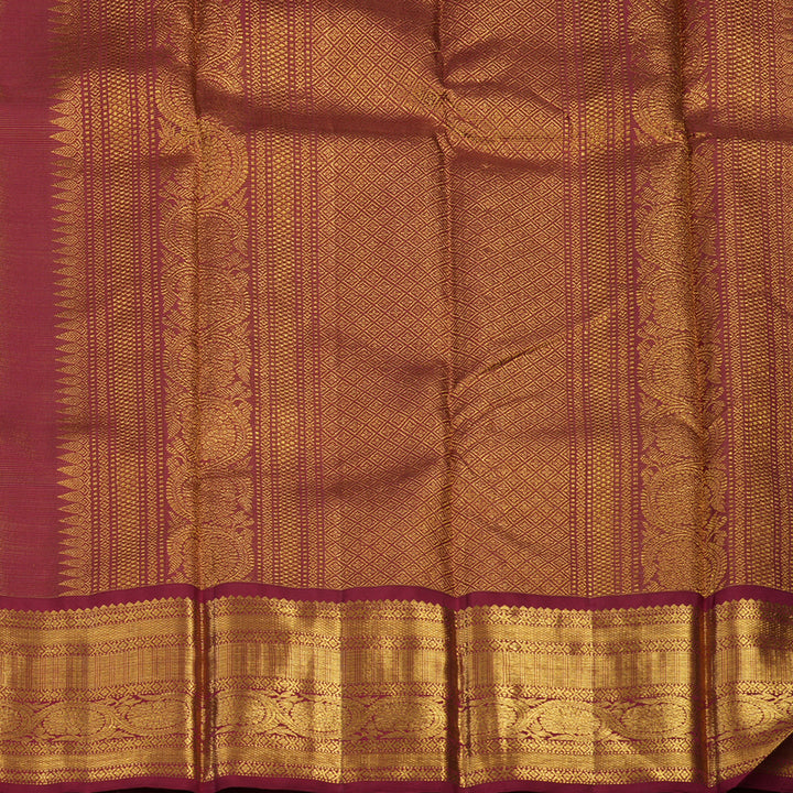 Hayagrivas Handloom Yellow Kanjivaram Silk Saree with Maroon Border KSBE42J8-5