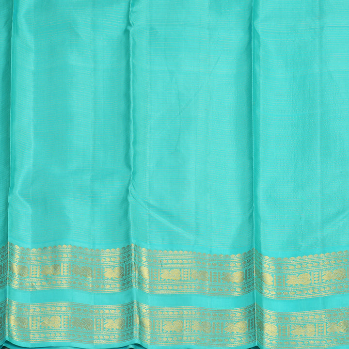 Hayagrivas Handloom Red Kanjivaram Silk Saree with Sea Blue Border KSBE42J8-6