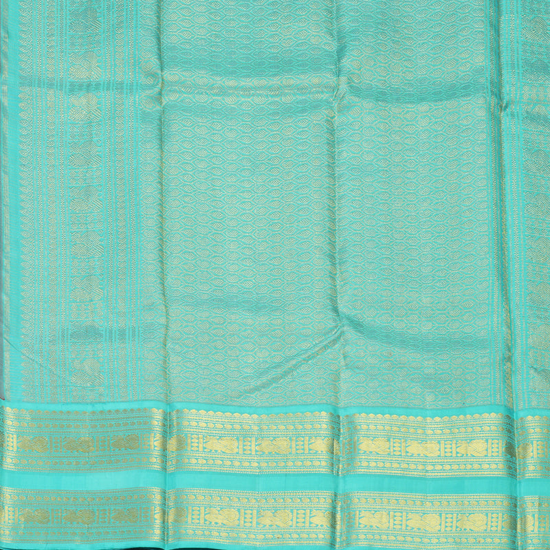 Hayagrivas Handloom Red Kanjivaram Silk Saree with Sea Blue Border KSBE42J8-6