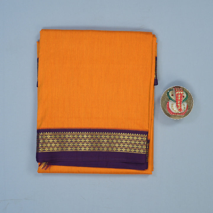 Hayagrivas Mango Yellow Ten Yards Semi Silk Saree KSBE46J1-1