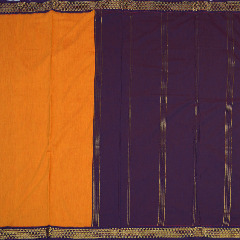 Hayagrivas Mango Yellow Ten Yards Semi Silk Saree KSBE46J1-1