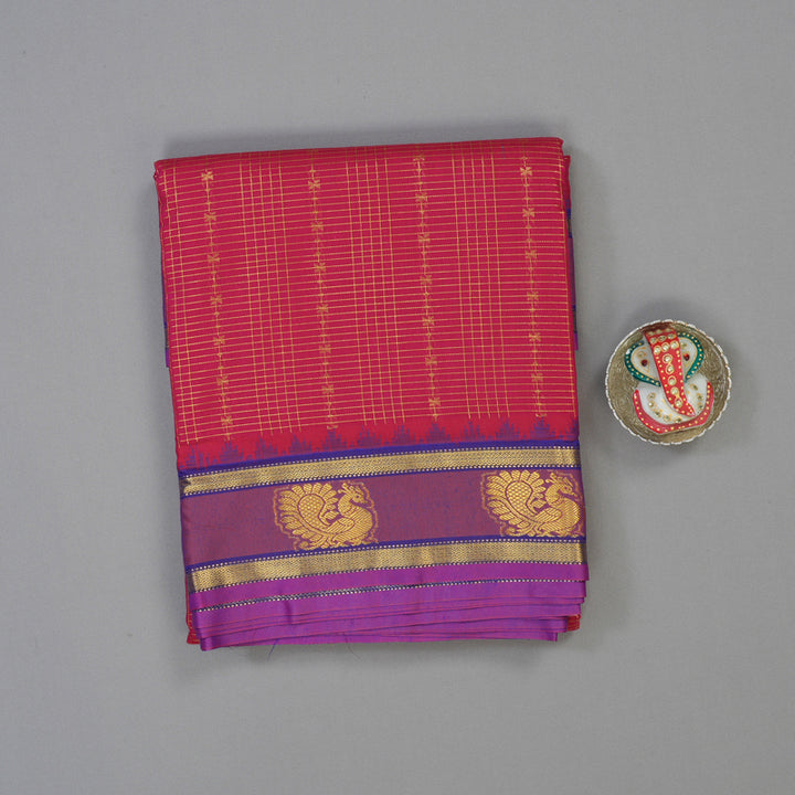 Hayagrivas Pink Ten Yards Semi Silk Saree KSBE46J12-4