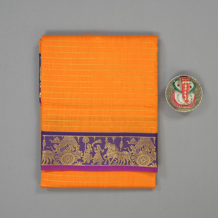 Hayagrivas Orange Ten Yards Semi Silk Saree KSBE46J9-1