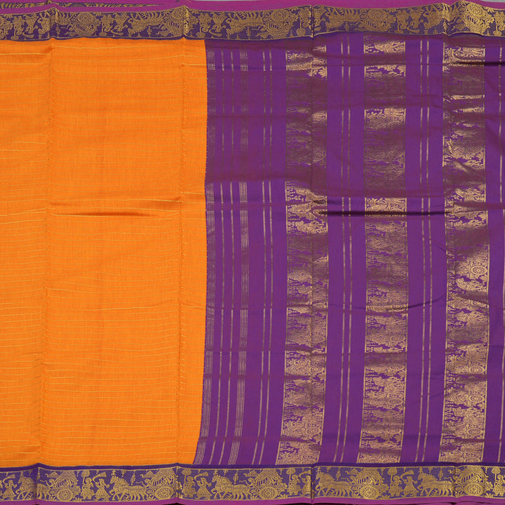 Hayagrivas Orange Ten Yards Semi Silk Saree KSBE46J9-1