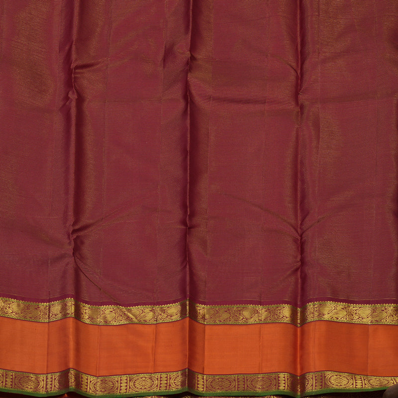 Hayagrivas Handloom Maroon Kanjivaram Silk Saree with Orange Border KSBE4H10-2