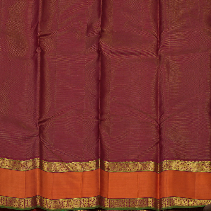 Hayagrivas Handloom Maroon Kanjivaram Silk Saree with Orange Border KSBE4H10-2