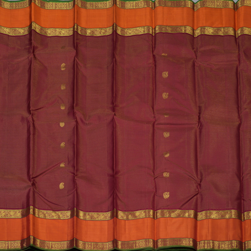 Hayagrivas Handloom Maroon Kanjivaram Silk Saree with Orange Border KSBE4H10-2
