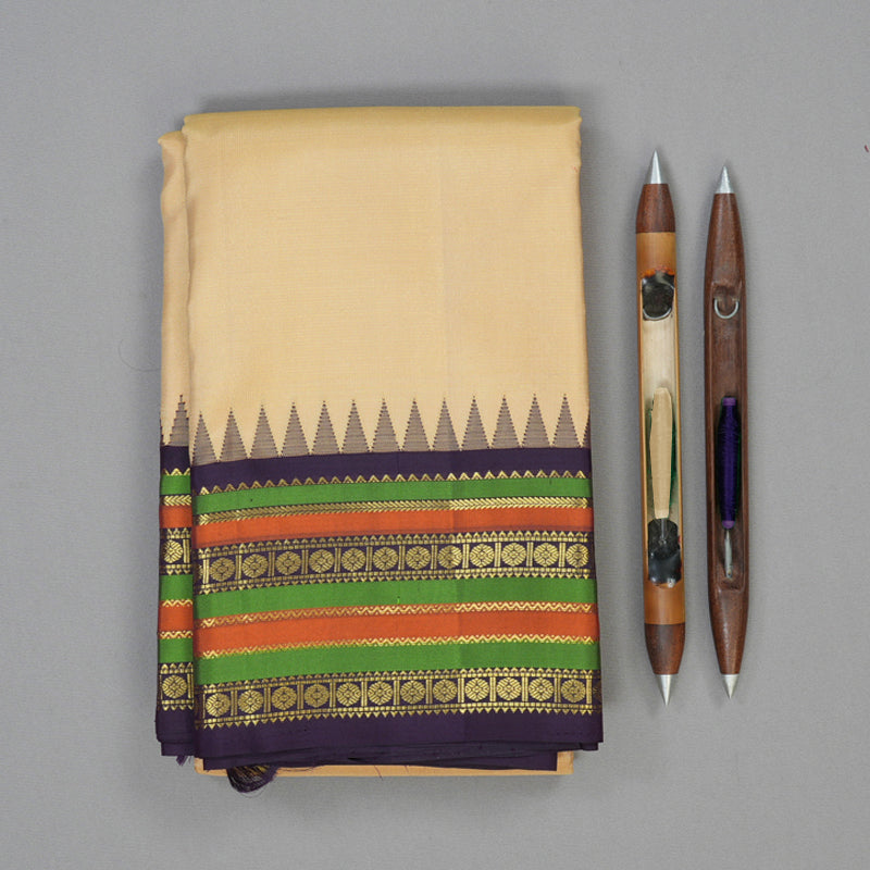 Hayagrivas Handloom Sandal Kanjivaram Silk Saree with Plum Purple Border KSBE4H11-1