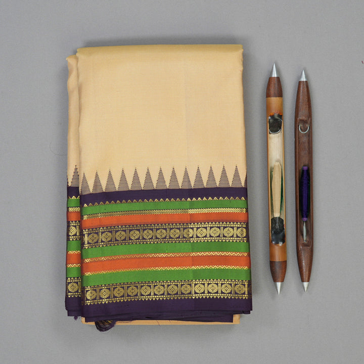 Hayagrivas Handloom Sandal Kanjivaram Silk Saree with Plum Purple Border KSBE4H11-1