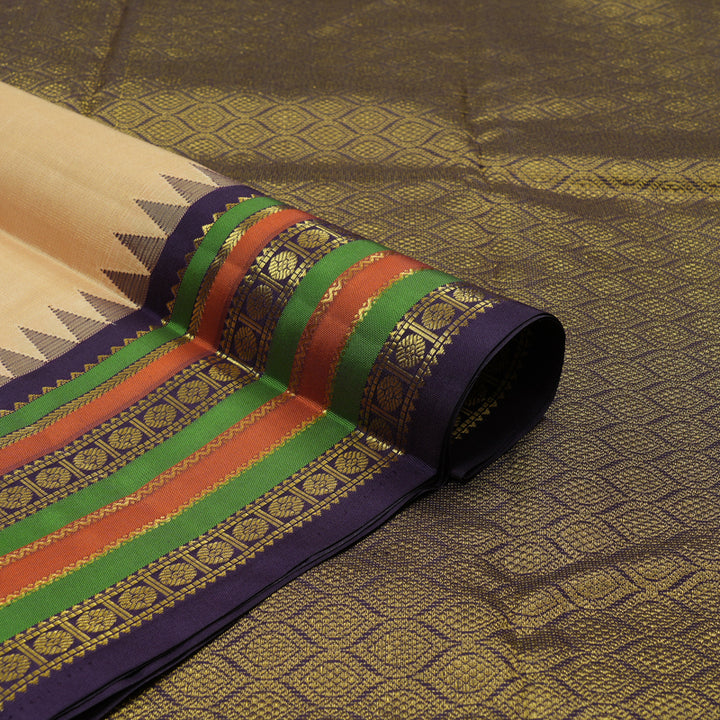 Hayagrivas Handloom Sandal Kanjivaram Silk Saree with Plum Purple Border KSBE4H11-1