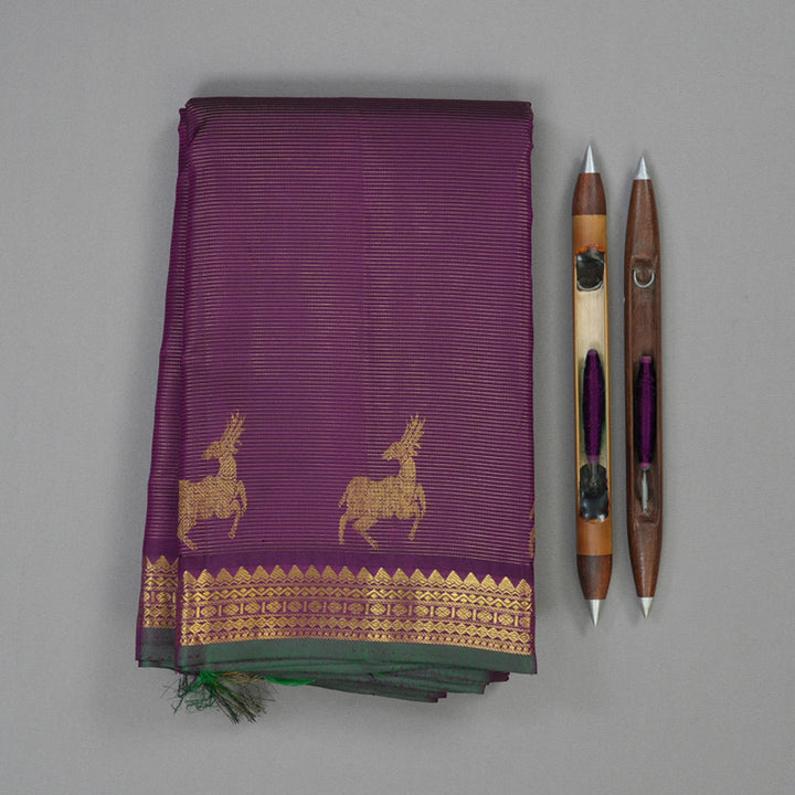 Hayagrivas Handloom Violet Kanjivaram Silk Saree KSBE4H13-3