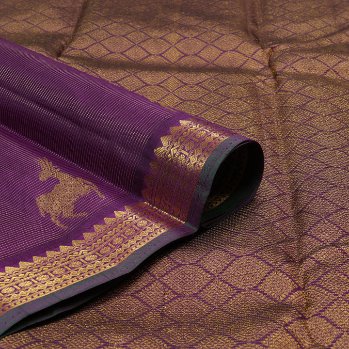 Hayagrivas Handloom Violet Kanjivaram Silk Saree KSBE4H13-3