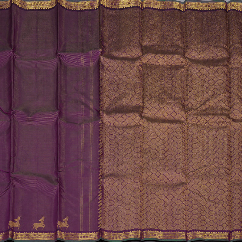Hayagrivas Handloom Violet Kanjivaram Silk Saree KSBE4H13-3