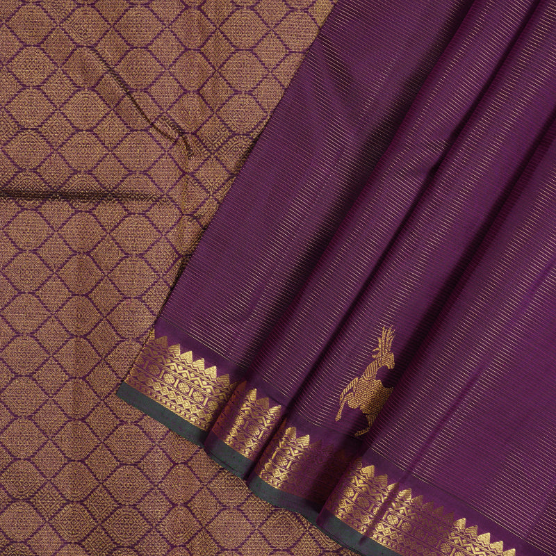 Hayagrivas Handloom Violet Kanjivaram Silk Saree KSBE4H13-3