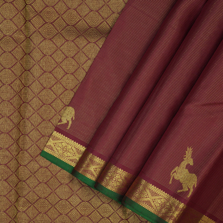 Hayagrivas Handloom Maroon Kanjivaram Silk Saree KSBE4H13-4