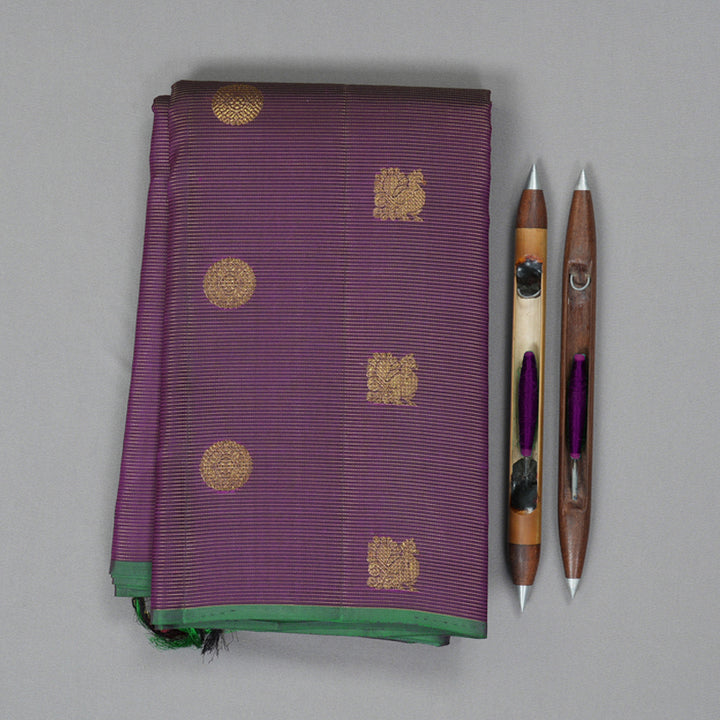 Hayagrivas Handloom Purple Kanjivaram Silk Saree KSBE4H14-1