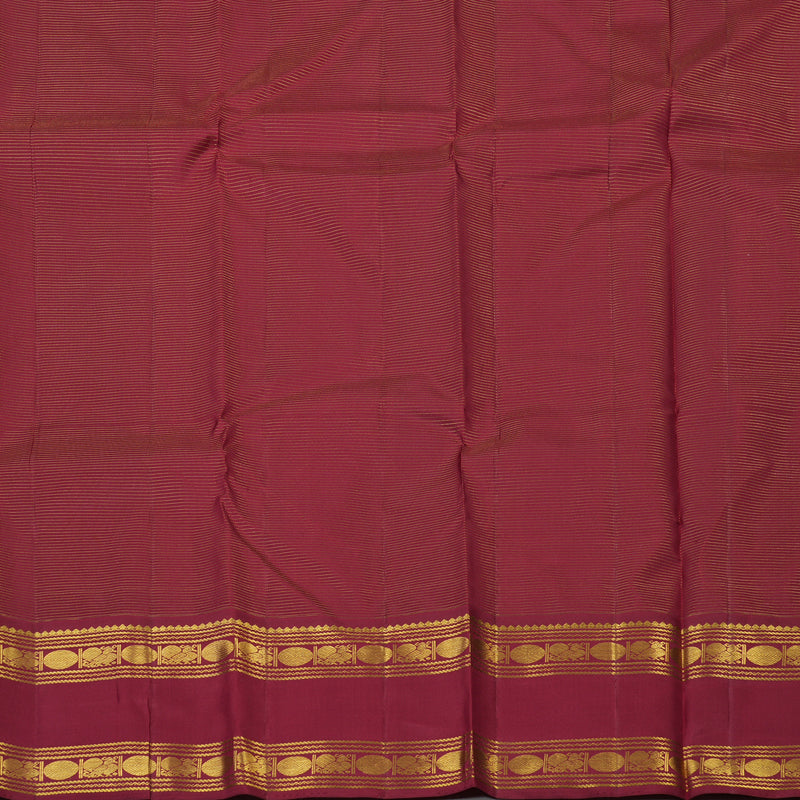 Hayagrivas Handloom Half-White Kanjivaram Silk Saree with Maroon Border KSBE4H15-1