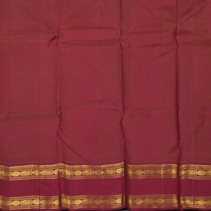 Hayagrivas Handloom Half-White Kanjivaram Silk Saree with Maroon Border KSBE4H15-1