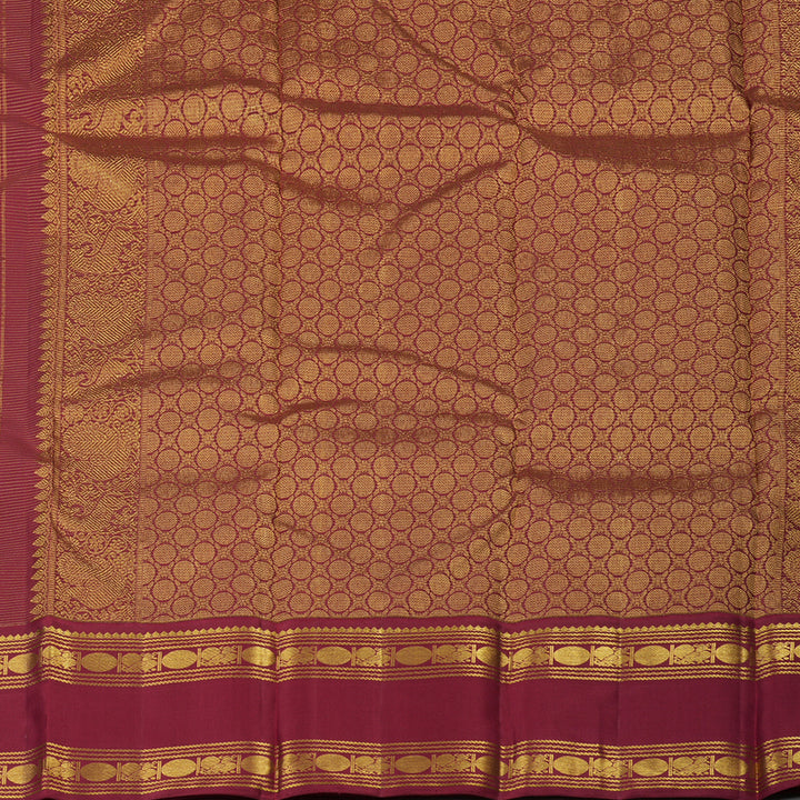 Hayagrivas Handloom Half-White Kanjivaram Silk Saree with Maroon Border KSBE4H15-1