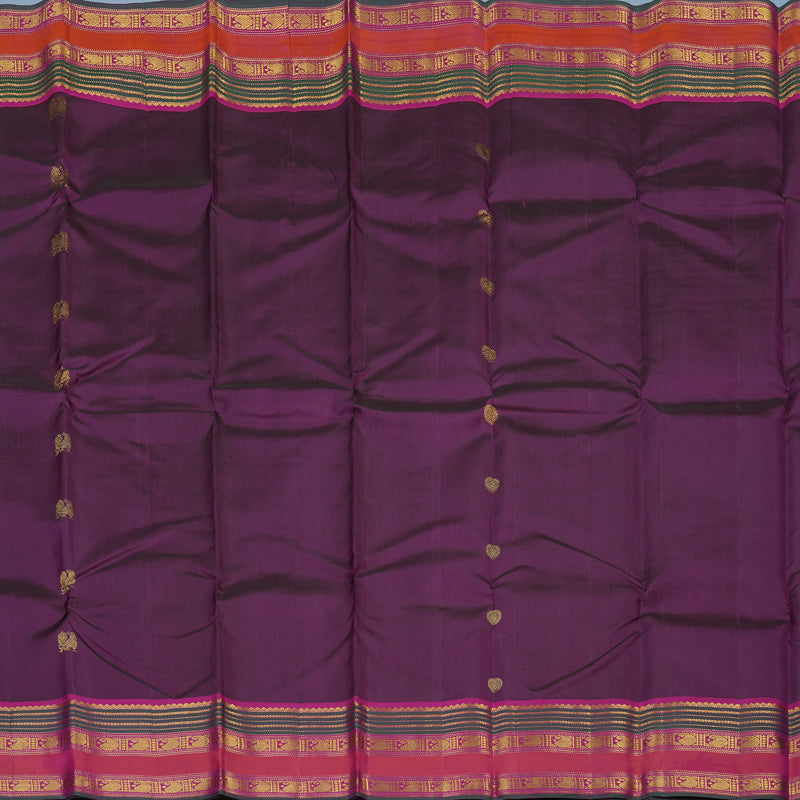 Hayagrivas Handloom Violet Kanjivaram Silk Saree with Rani Pink Border KSBE4H19-2