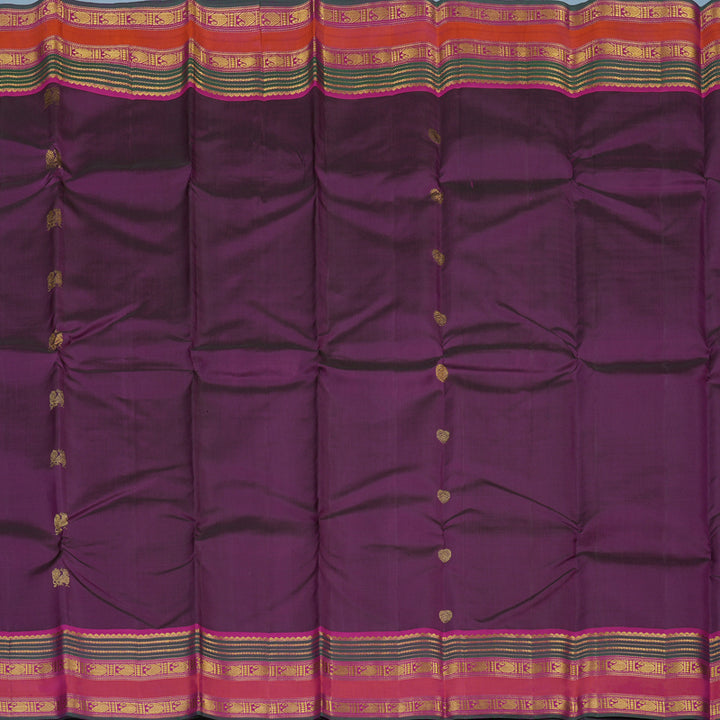 Hayagrivas Handloom Violet Kanjivaram Silk Saree with Rani Pink Border KSBE4H19-2