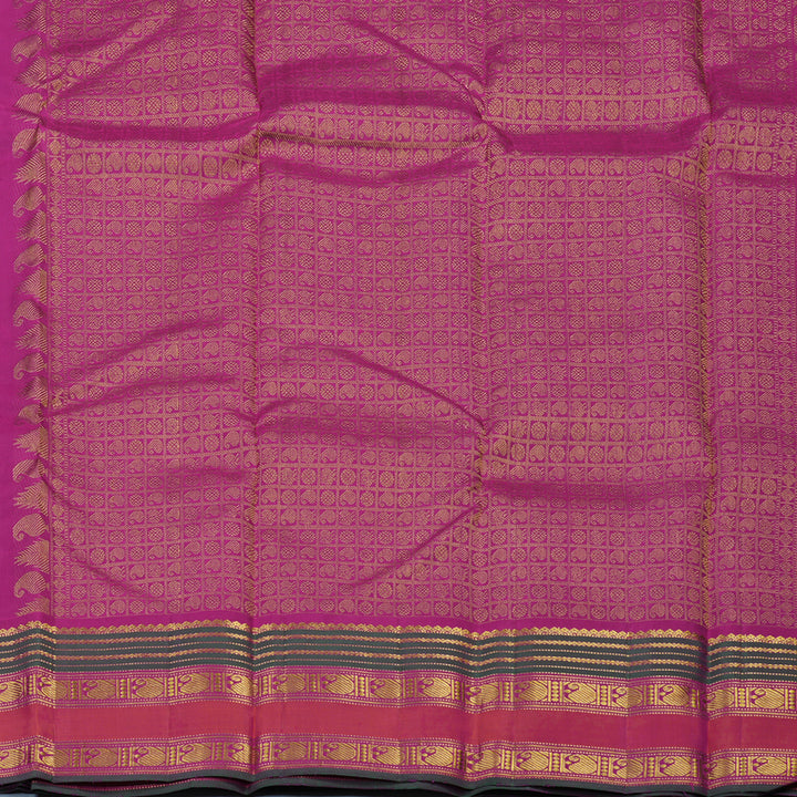 Hayagrivas Handloom Violet Kanjivaram Silk Saree with Rani Pink Border KSBE4H19-2