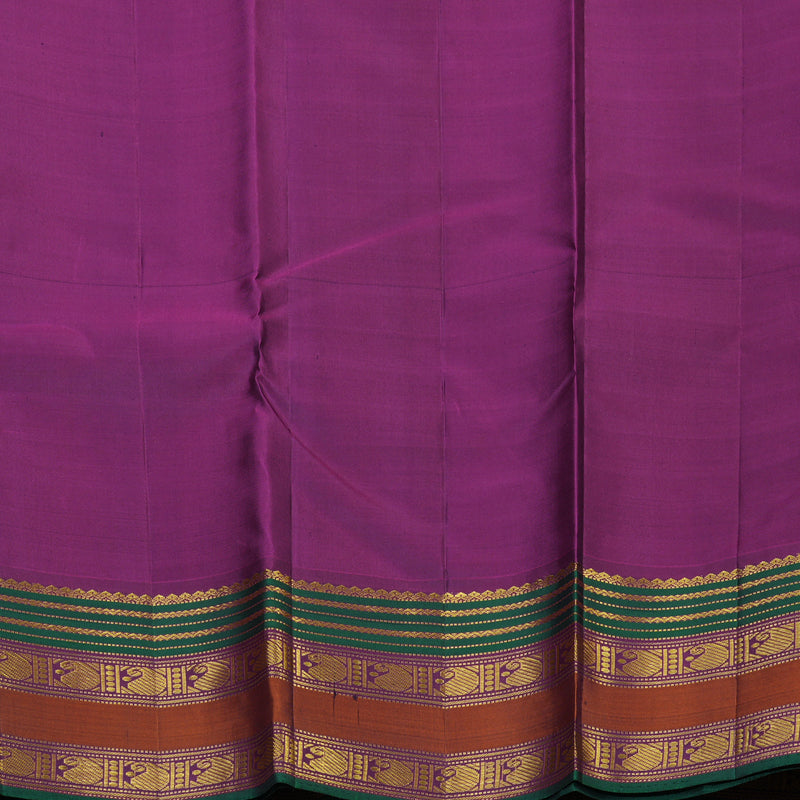Hayagrivas Handloom Rust Orange Kanjivaram Silk Saree with Purple Border KSBE4H19-3