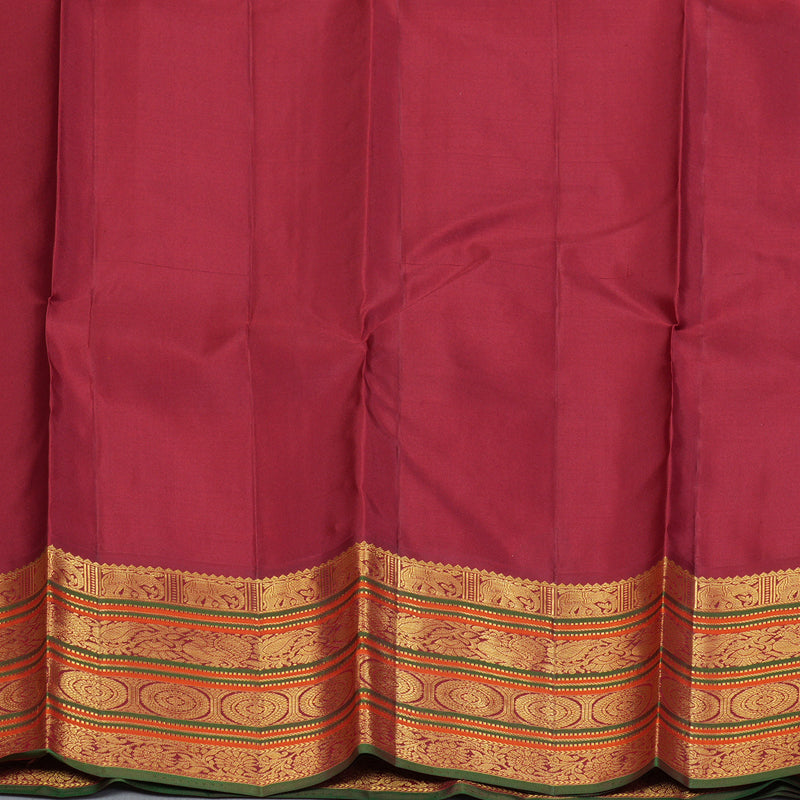 Hayagrivas Handloom Mambazham Orange Kanjivaram Silk Saree with Maroon Border KSBE4H7-2