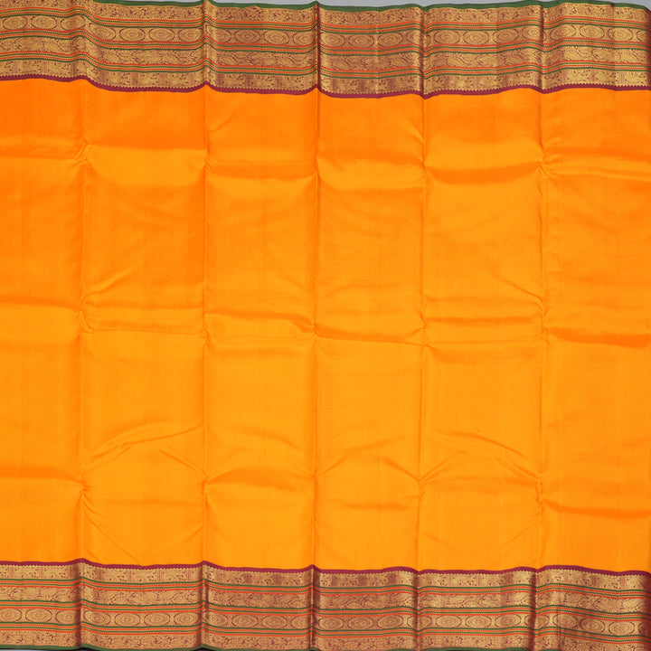 Hayagrivas Handloom Mambazham Orange Kanjivaram Silk Saree with Maroon Border KSBE4H7-2