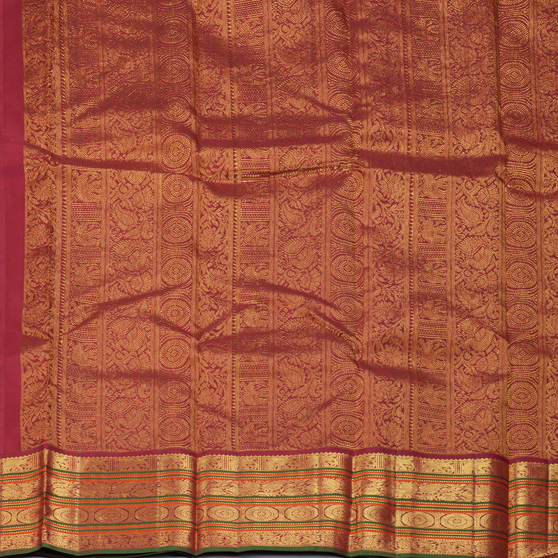 Hayagrivas Handloom Mambazham Orange Kanjivaram Silk Saree with Maroon Border KSBE4H7-2