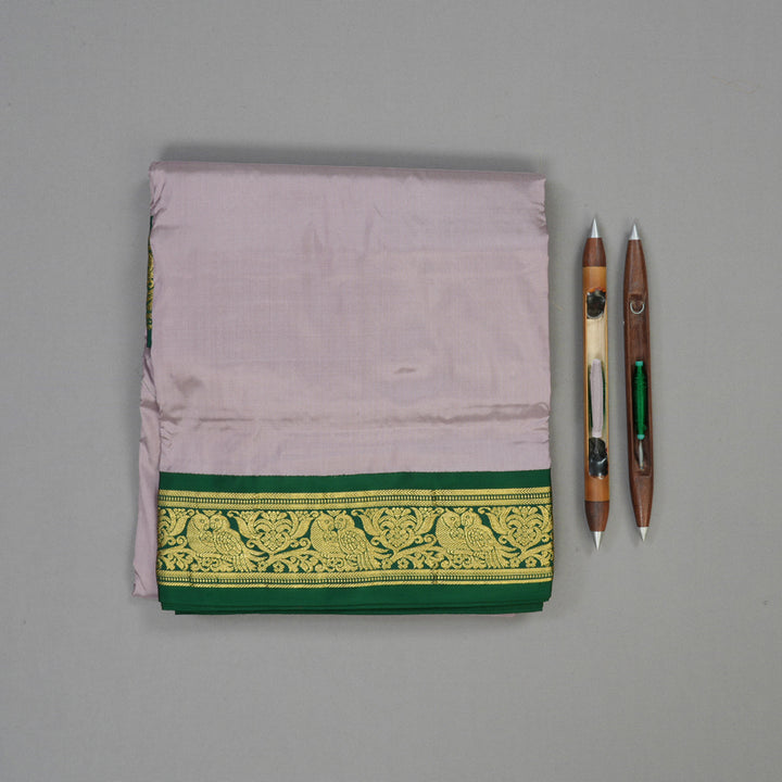 Hayagrivas Handloom Dusky Lilac Ten Yards Silk Madisar Saree KSBE59K1-1