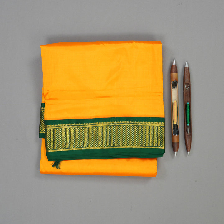 Hayagrivas Handloom Mango Yellow Ten Yards Silk Madisar Saree KSBE59K1-11