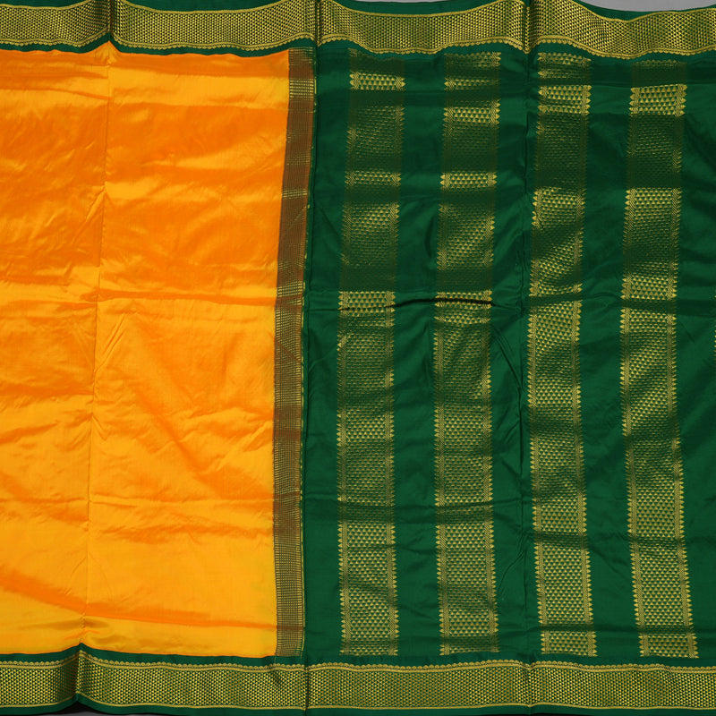 Hayagrivas Handloom Mango Yellow Ten Yards Silk Madisar Saree KSBE59K1-11