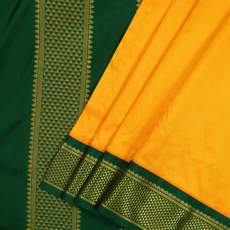 Hayagrivas Handloom Mango Yellow Ten Yards Silk Madisar Saree KSBE59K1-11