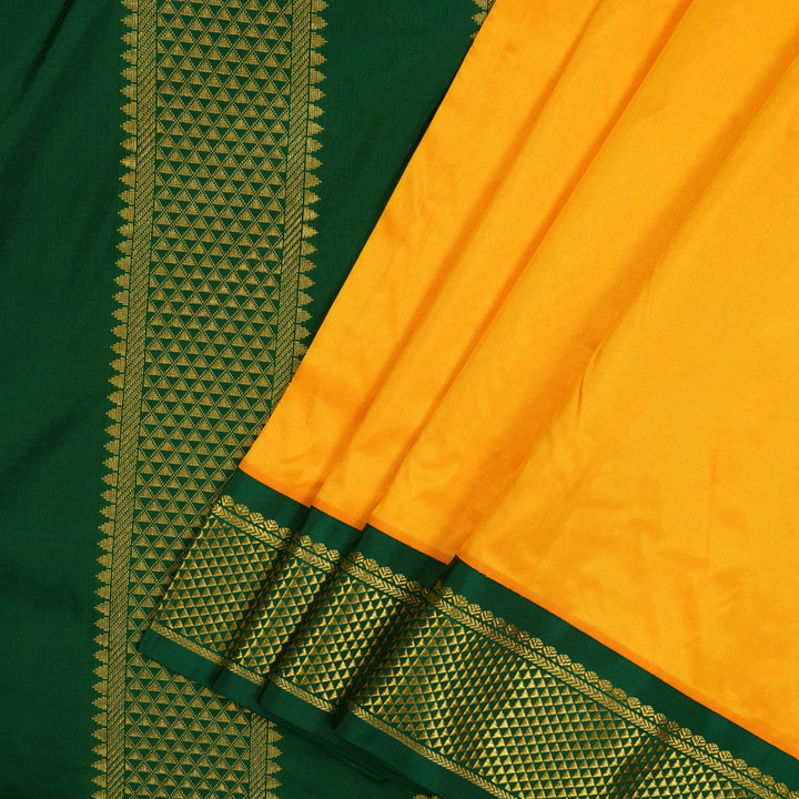 Hayagrivas Handloom Mango Yellow Ten Yards Silk Madisar Saree KSBE59K1-11