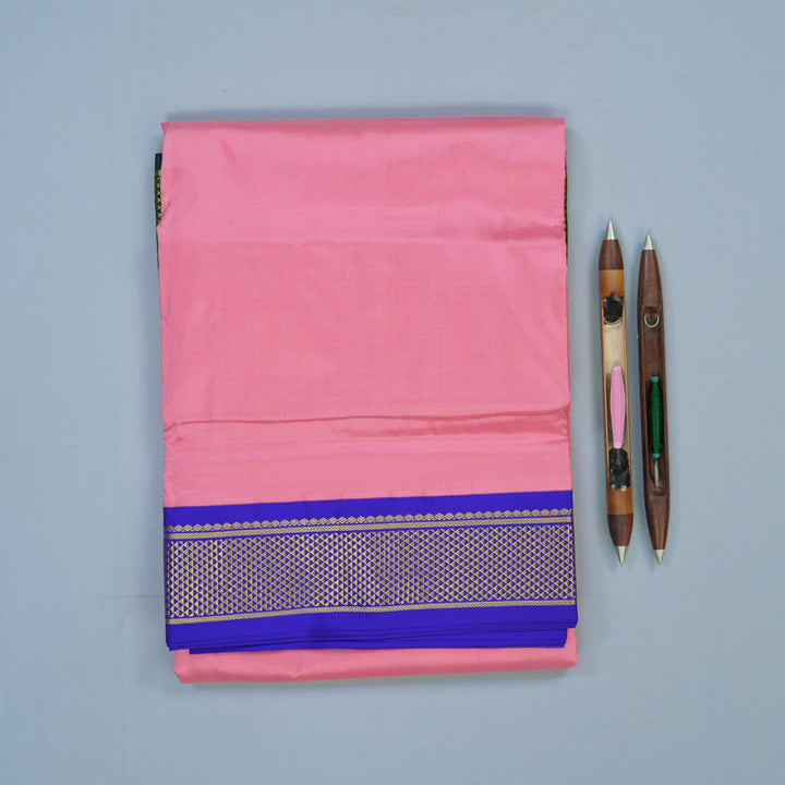 Hayagrivas Handloom Rose Pink Ten Yards Silk Saree with Ganga Jamuna Border KSBE59K1-7