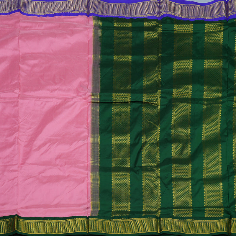 Hayagrivas Handloom Rose Pink Ten Yards Silk Saree with Ganga Jamuna Border KSBE59K1-7