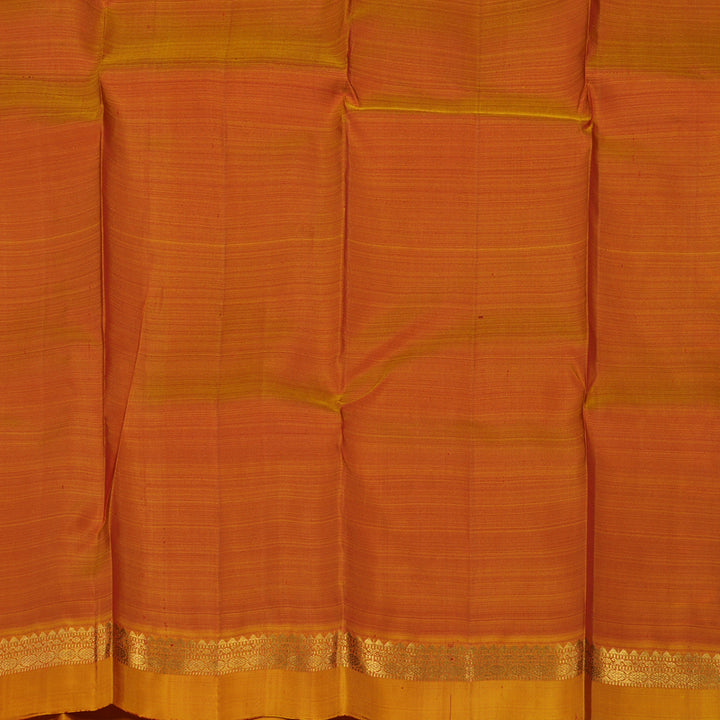 Hayagrivas Handloom Red Kanjivaram Silk Saree Golden Orange border KSBE5H1-14
