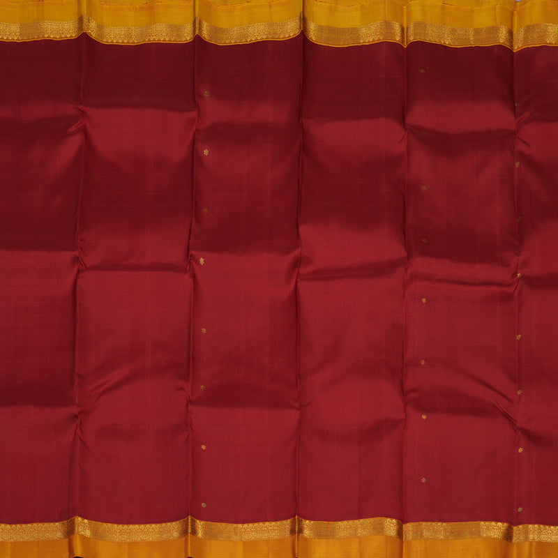 Hayagrivas Handloom Red Kanjivaram Silk Saree Golden Orange border KSBE5H1-14