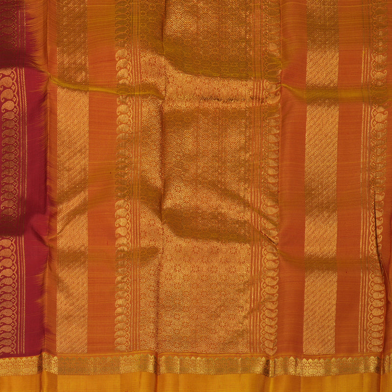 Hayagrivas Handloom Red Kanjivaram Silk Saree Golden Orange border KSBE5H1-14