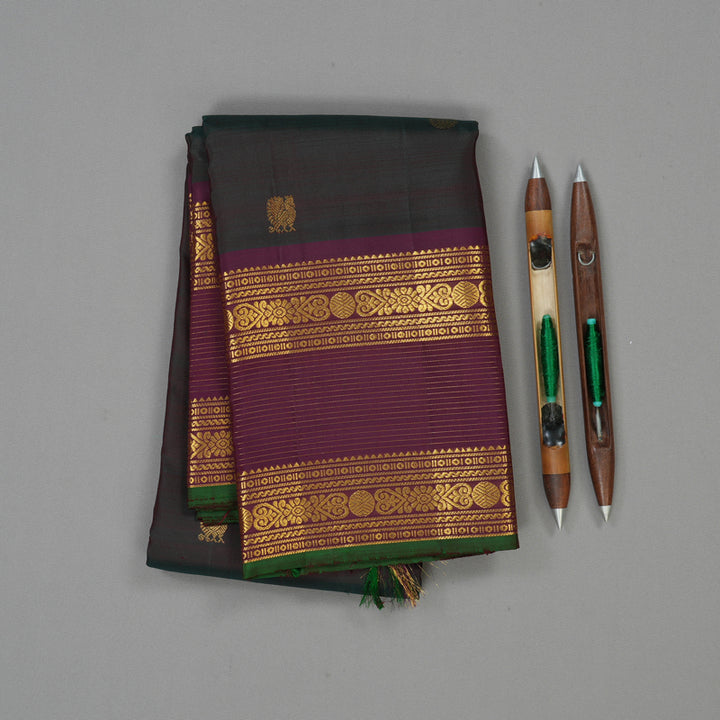 Hayagrivas Handloom Deep Manthalir Kanjivaram Silk Saree with Violet border KSBE5H10-3