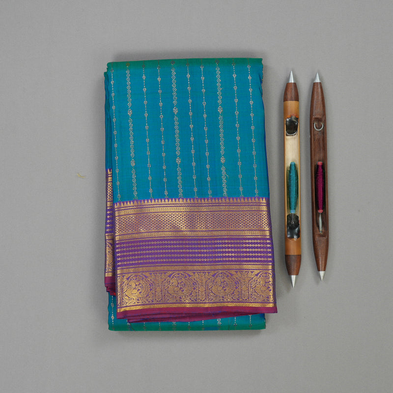 Hayagrivas Handloom Mayilkazhuthu Kanjivaram Silk Saree with Wine Purple border KSBE5H11-1