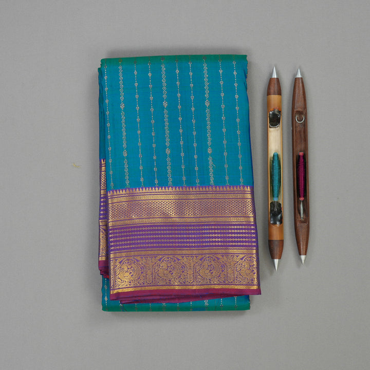 Hayagrivas Handloom Mayilkazhuthu Kanjivaram Silk Saree with Wine Purple border KSBE5H11-1